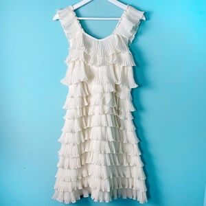 Vintage Ivory Ruffle Dress Small